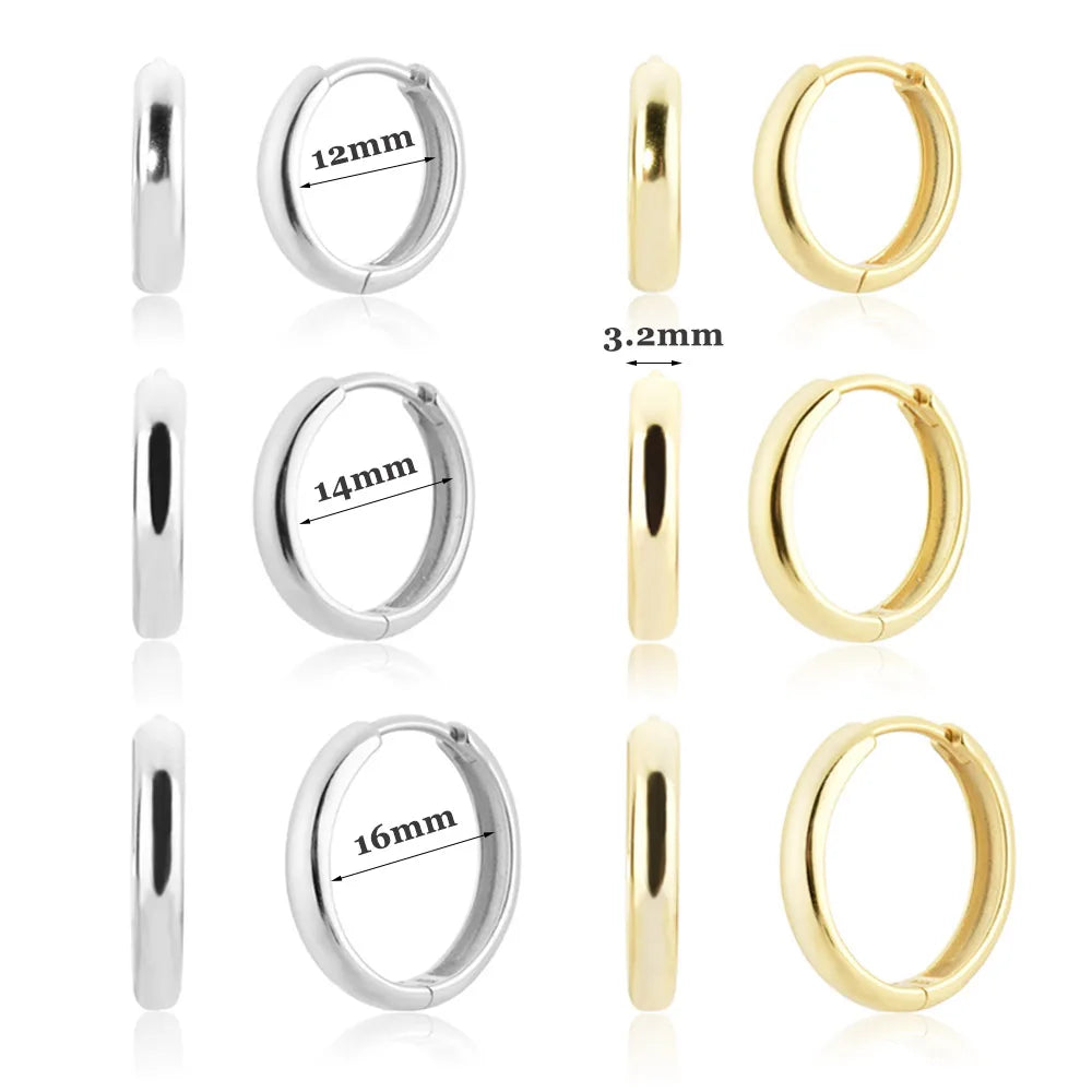 FUAMAY 12MM 14MM 16MM Wide Hoop Earrings Engagement Minimalist Big Huggies Earrings Pendientes Mujer