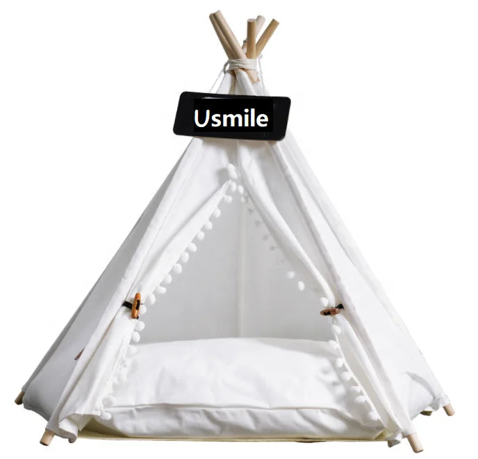 Wholesale Luxury Canvas Pet Tents & Houses Furniture With Soft Cushion Washable Pet Teepee Dog Cat Bed