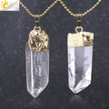 CSJA Wholesale Scalar Energy Reiky Healing Natural Rock Crystal Big Pillar Gemstone Pendant Jewelry Necklace for Women Men F804