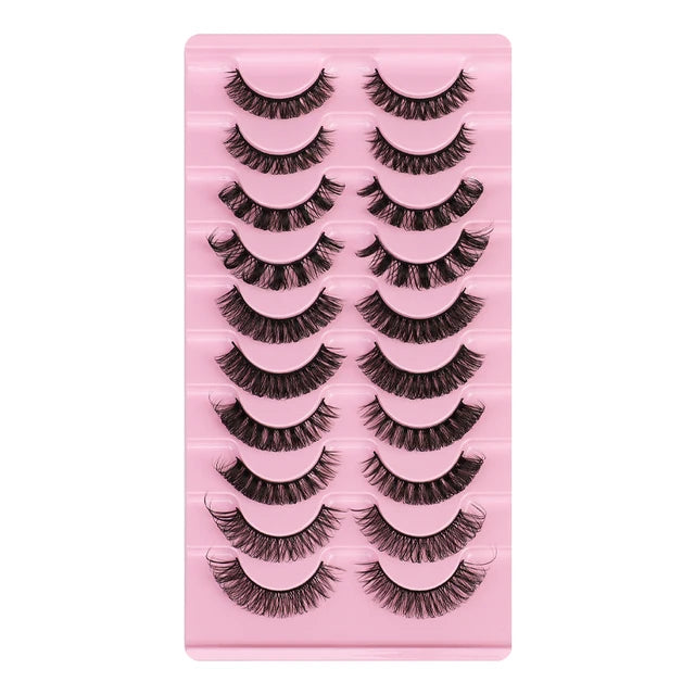 5 Pairs 10 Pairs False Eyelashes DD Curl Russian Strip Lashes Natural Handmade Reusable Eyelash Extension Beauty Mink Lashes MegaBDM