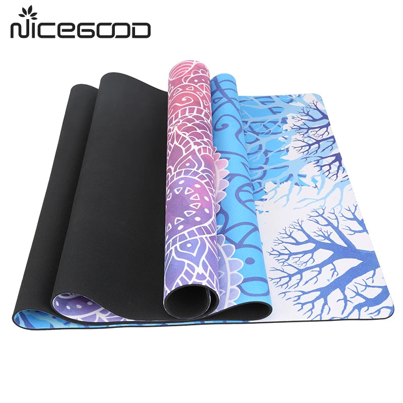 Eco-Friendly Anti Slip Natural Rubber Suede Yoga Mats Manufacturer Printed Hot Yoga Mat