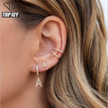 2021 Wholesales Cubic Zirconia Micro Pave Letter Diamond Earring Diamond Initial Huggie Hoop Earrings for Girls