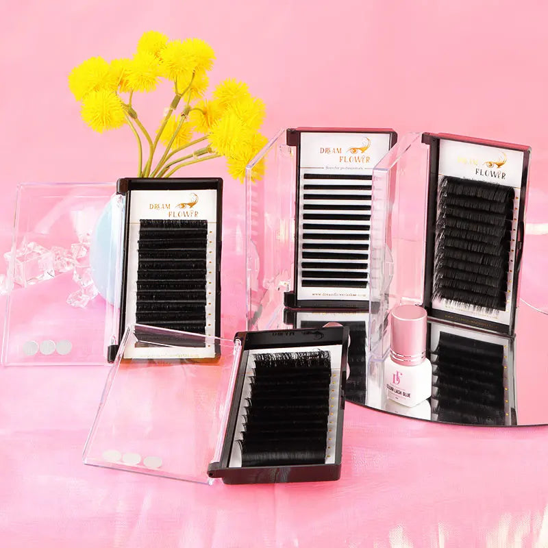 Wholesale DreamFlower PBT Individual Eyelash Extensions 5-25mm for Natural Soft Volume Classic Hybrid Lashes Available