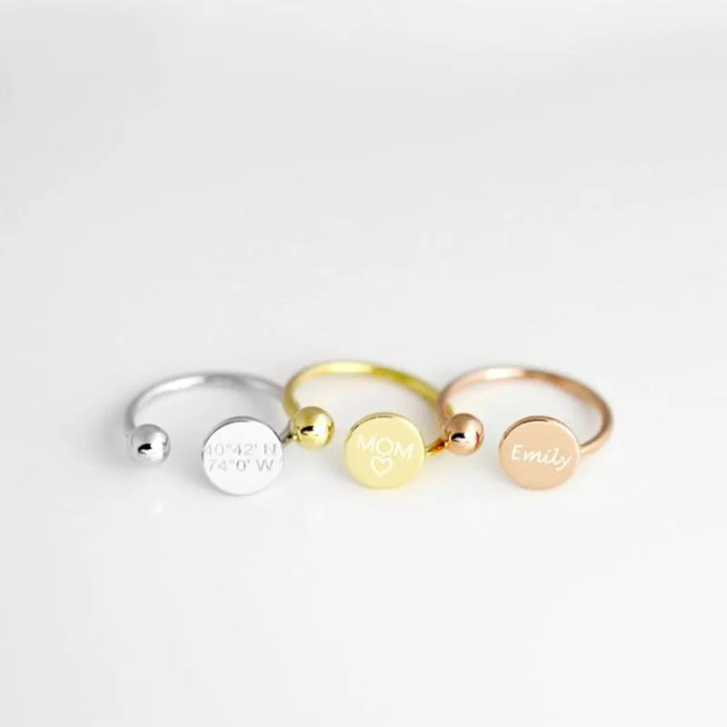 Fine Jewelry Open Adjustable 925 Sterling Silver Personalized Jewelry Custom Letter Name Ring for Women Men
