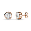 Minimalist Solitaire Round Stud Earrings Embellished with Swarovski Crystals Daisini Sterling Silver 925 Earrings  for Women