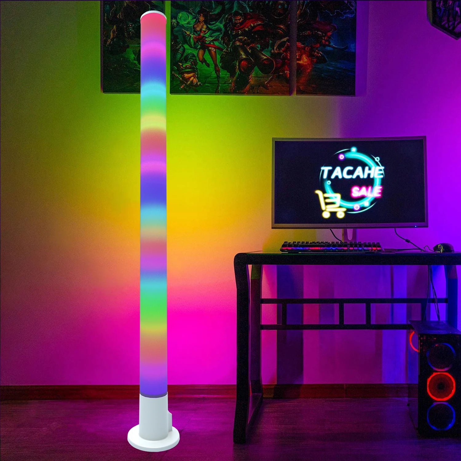 Led 360 Degree Floor Lamp RGBW APP Remote Control Modern Nordic White Shade Luxury Light for Home Decor
