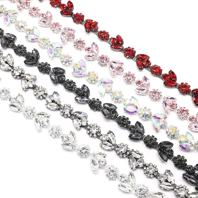 Factory 7*15 Horse Eye Stained Glass Chain with Loose Rhinestones for Decorative Accessories MegaBDM