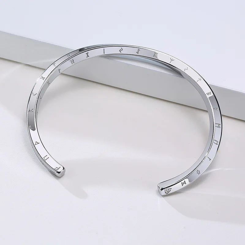 Waterproof Mens Nordic Viking Rune Engraved Cuff Bracelet Bangle Wholesale Fashion Custom Engraving Twisted Cuff Bracelets