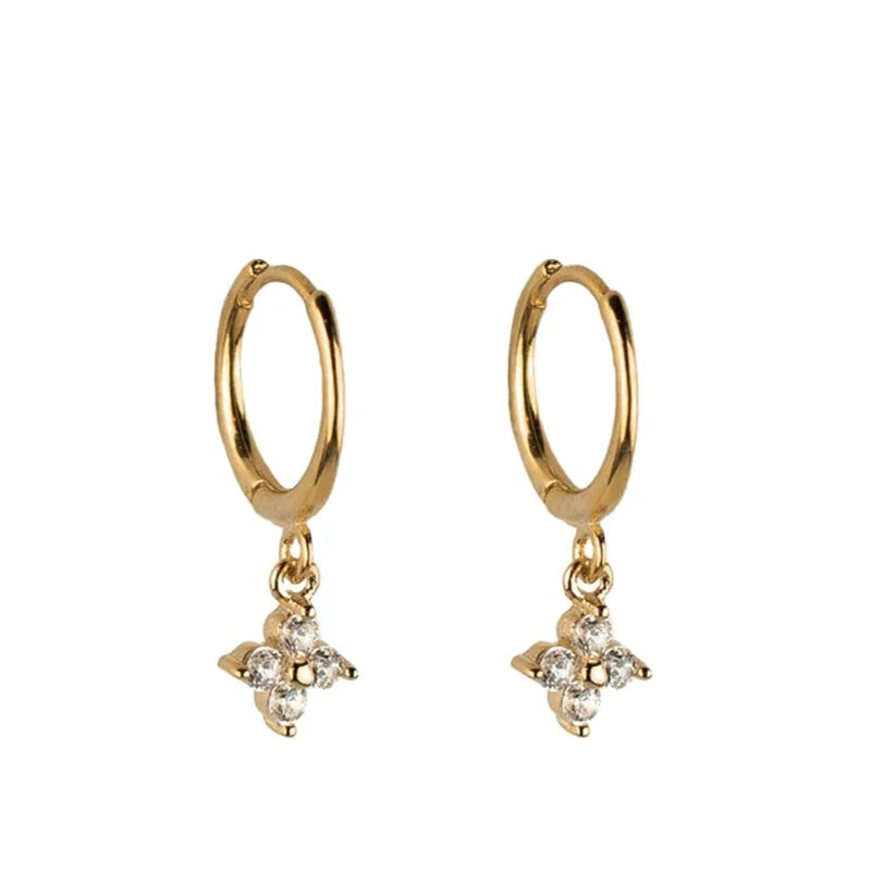 ROXI S925 Sterling Silver INS Wind Diamond Geometric Light Luxury Temperament Earrings Ear Buckle Women