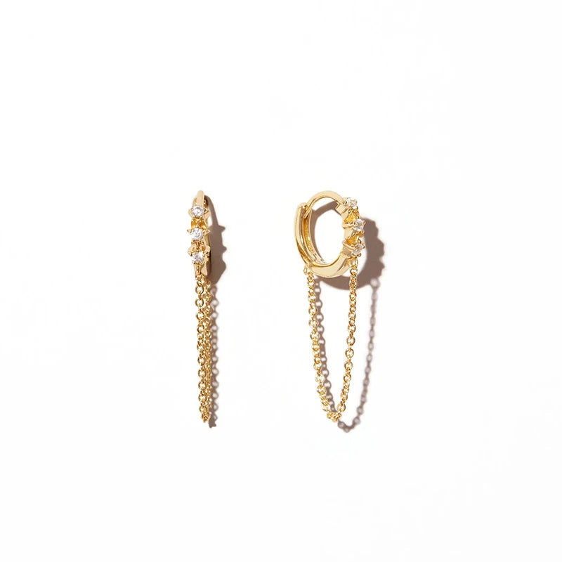 ROXI Star Tassel Chain Drop Dangle Chain Hoop Earrings Double Chain Earrings for Girls