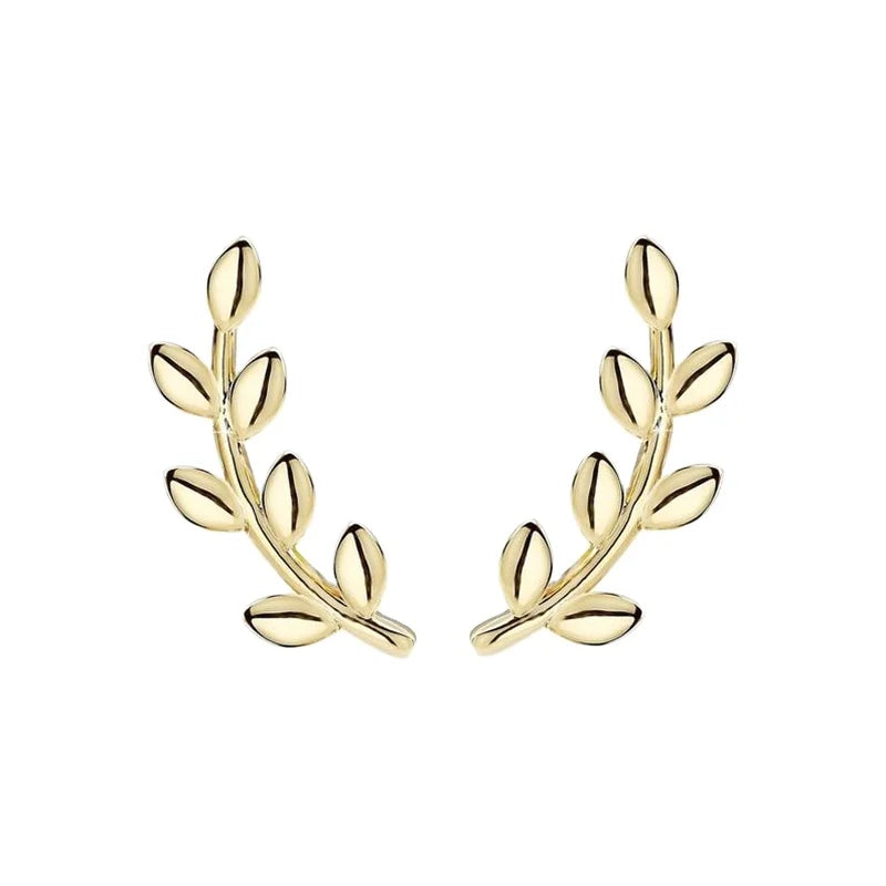 ROXI Trendy Minimalist 18K Gold Plated S925 Sterling Silver Leaf Stud Earrings for Women