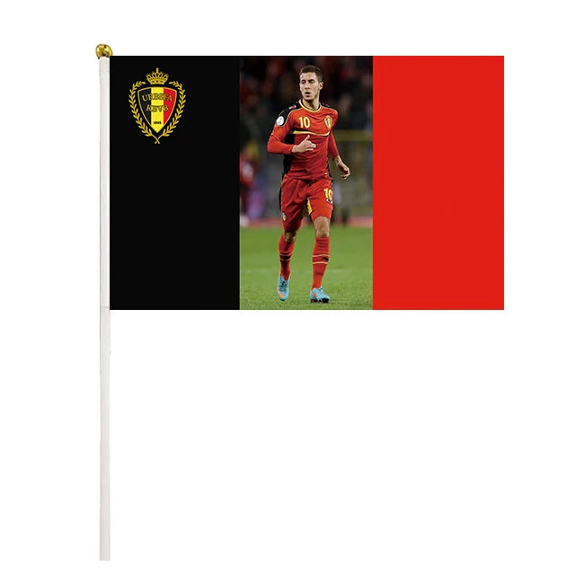 Flag of Belgian Football Players Polyester 20x30cm  Race Driver Waving Flag Custom Belgium Aiden Hazard Small Hand Flag