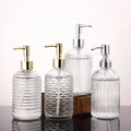 400ml 500ml Glass Bottle with Spray Pump Screw Cap Hand Soap Lotion Foam Dispenser Vertical Stripes Design for Liquid Soap Use