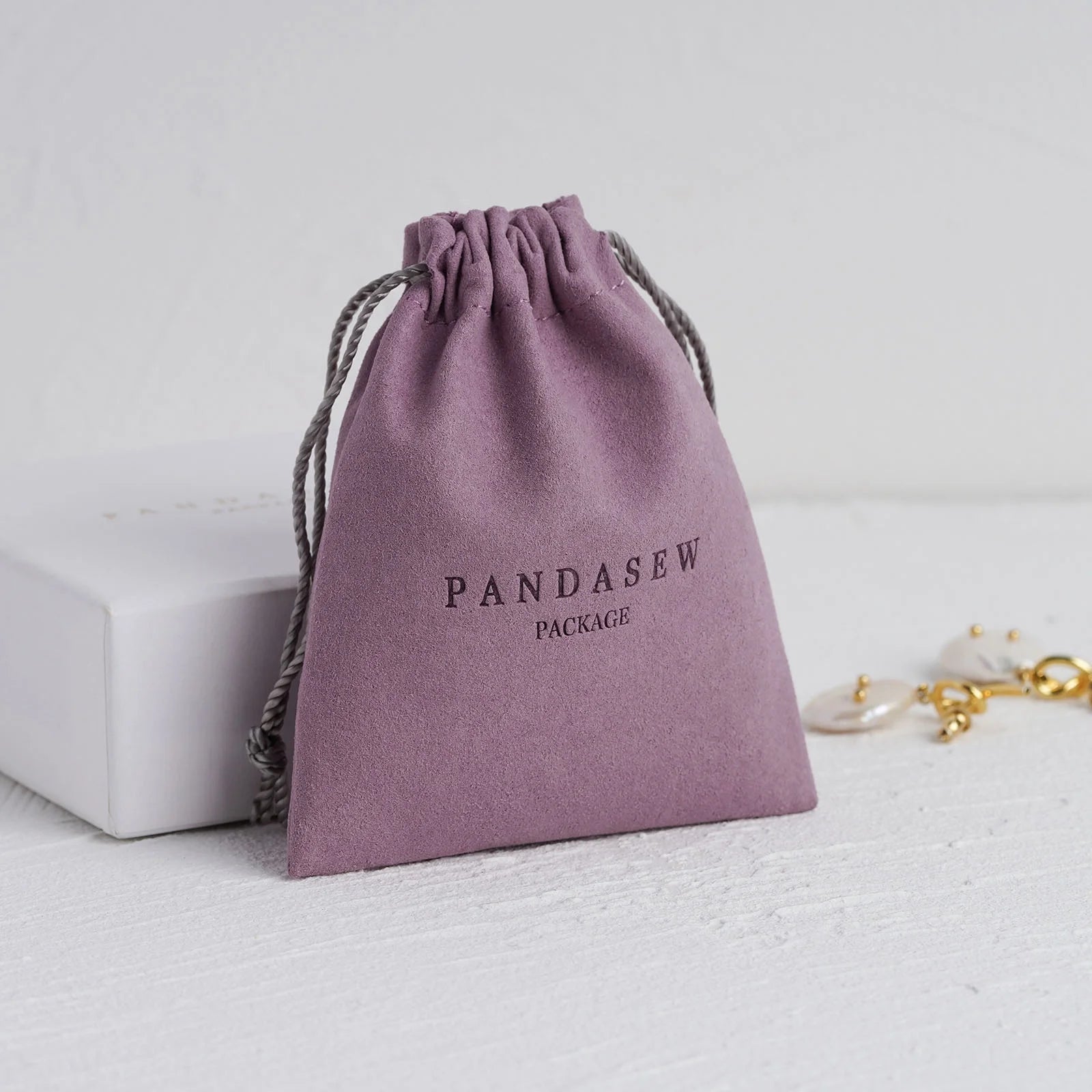 PandaSew Custom Logo Microfiber Drawstring Gift Bag Pouches Jewelry Packaging Pouch