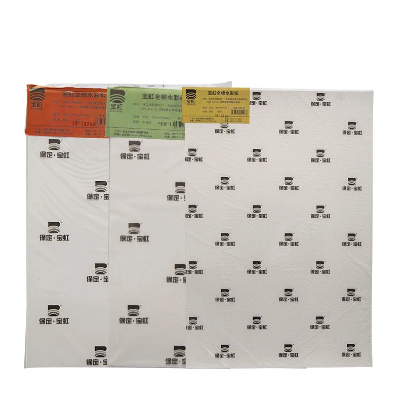 Baohong 300g 10/20sheets/pack Cotton Pulp Manufacture Watercolor Paper 2K 4K 8K  for Professional Artist Grade