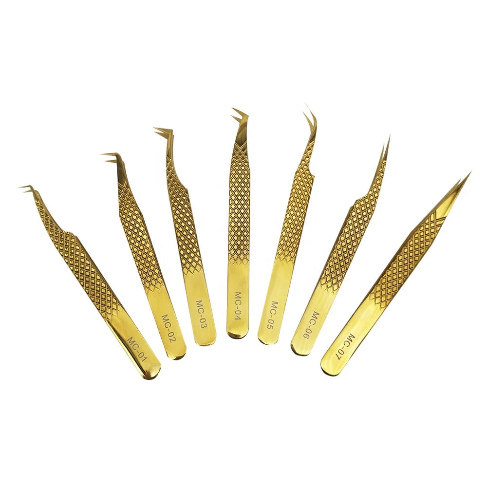 Meecil Custom Logo Eyelash Tweezers Beauty Supplies Private Label Tweezer Eyelash Extension Tweezers for Cosmetics MegaBDM