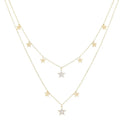LOZRUNVE 925 Sterling Silver Boho Double Layer Star Charm Choker Necklace Women
