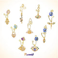 POENNIS African Brass Nose Bridge Ring 03 Handmade Zircon Third Eye Palm 18K Gold Plating Nose Cuffs for Engagement Wedding Gift