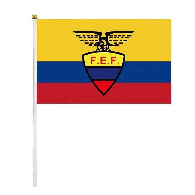 100% Polyester Sports Hand Flag Customizable American Football Team Ecuador Handheld Banner Digital Printing Available Sale