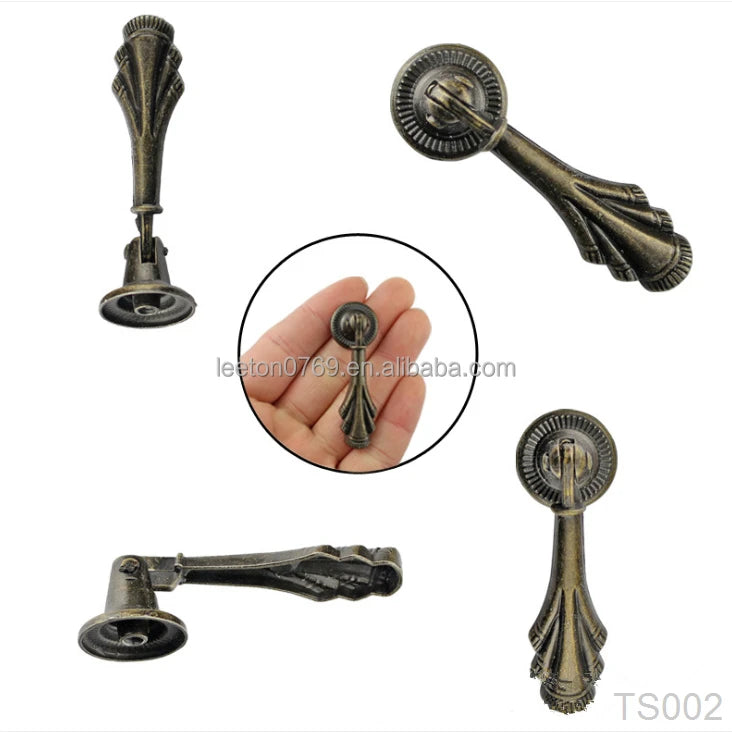 Stock Supply Box Accessories 20 X 57mm Antique Brass Metal Pull Handle for Jewelry Wooden Box