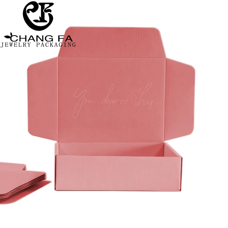 Small Pink Custom Logo 'Jewelry' Shipping Box Square Pattern Rectangle Shape for 'Jewelry'