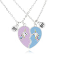 SC New 2 Pieces Best Friends Matching Necklace Cute Birthday Gifts Pink Blue Half Heart Necklace BFF Friendship Necklace for 2
