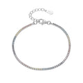 Trendy Thin Diamond Rainbow Tennis Bracelet Sterling Silver with Rhodium Plating for Party or Gift