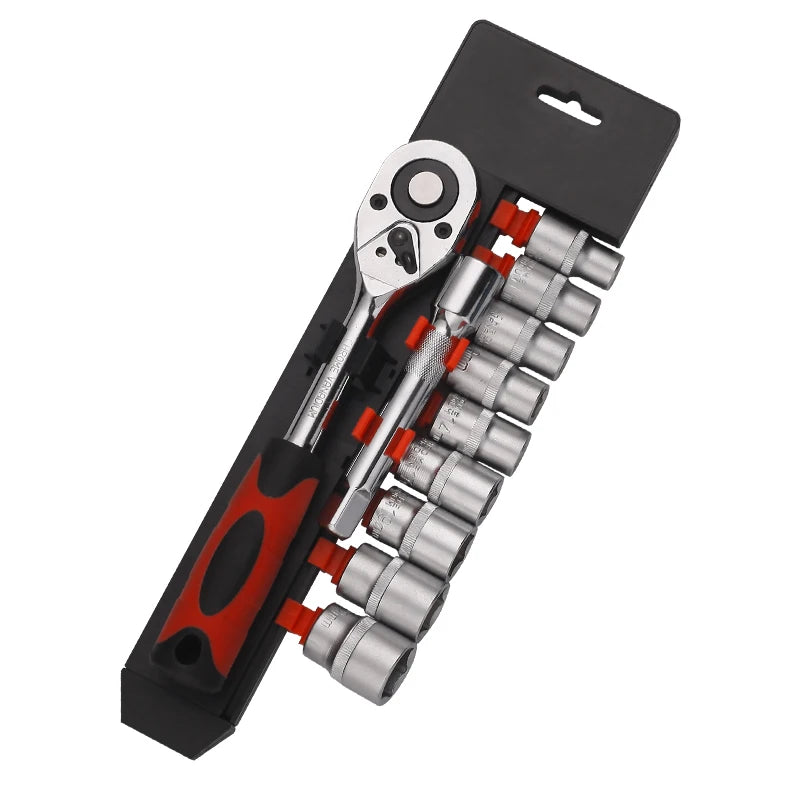 11PCS 1/2"Dr Socket Wrench Set (Matt Finish) Car Repair Tool Spanner Chrome Vanadium Hand Tools and Ratchet Wrench Socket Set