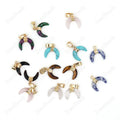 Wholesale Crescent Moon Mini Gemstone Pendant Tiger Eye Earring Colourful Stone Pendants