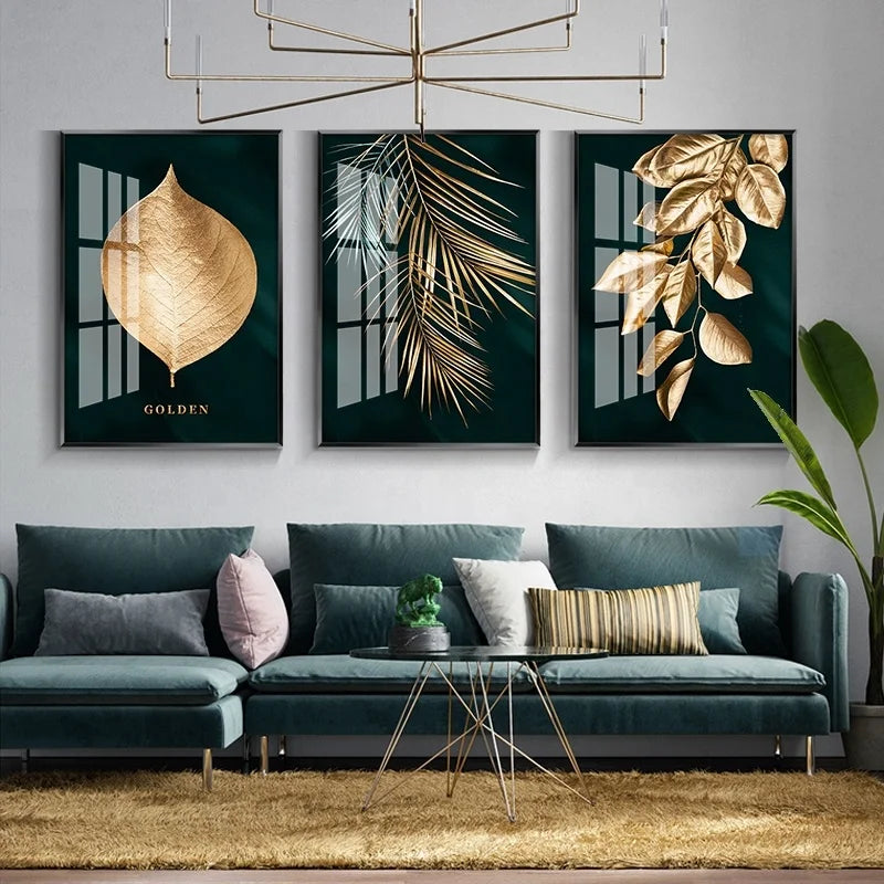 Gold Leaf Diamond Crystal Porcelain Painting Large Modern Wall Art Decorative Painting