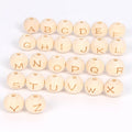 14mm 26 Letter Laser Engraving Wooden Round Beads with Letter English Alphabet Wood Beads for Jewelry Making