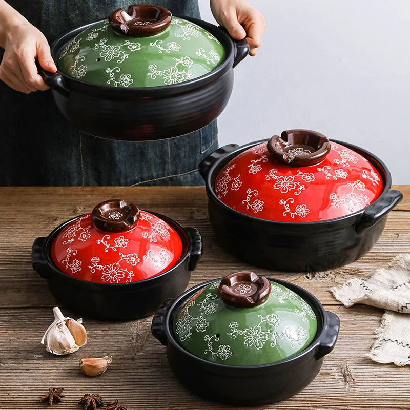 Gas Stove Safe Casserole Pot Ceramic Clay Pot Cookware Casserole Dish Soup Stew Pot Ensemble Casserole with Lid