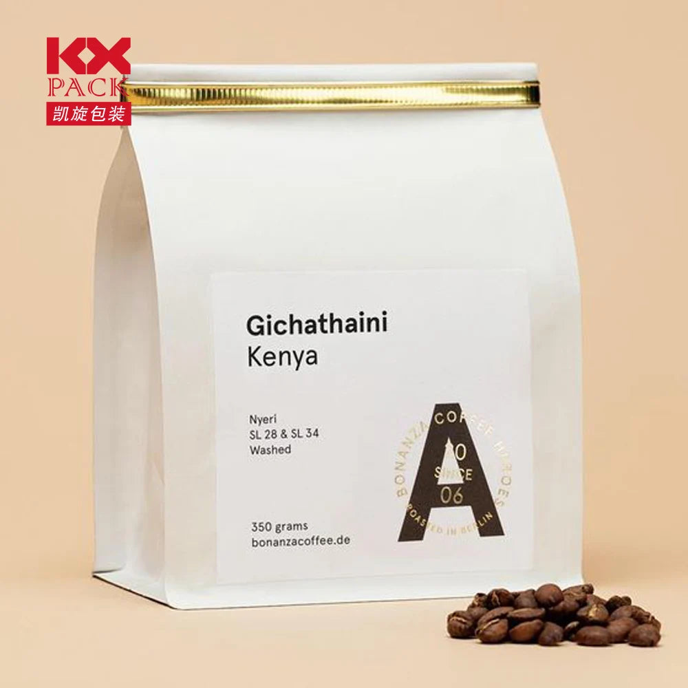 White Kraft Paper Stand up Coffee Bag/Flat Bottom Coffee Pouch with Degassing Valve Tin Tie Bag for Coffee Pack