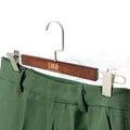 Custom Logo Single Tier Multifunctional Personalized Dark Vintage Wood Space Saving Durable Trousers Hanger for Wardrobe
