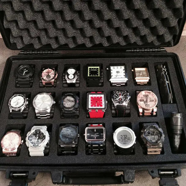 Custom logo 8 Luxury Display Plastic Storage EVA Watch case Hard Waterproof Travel Watch Box