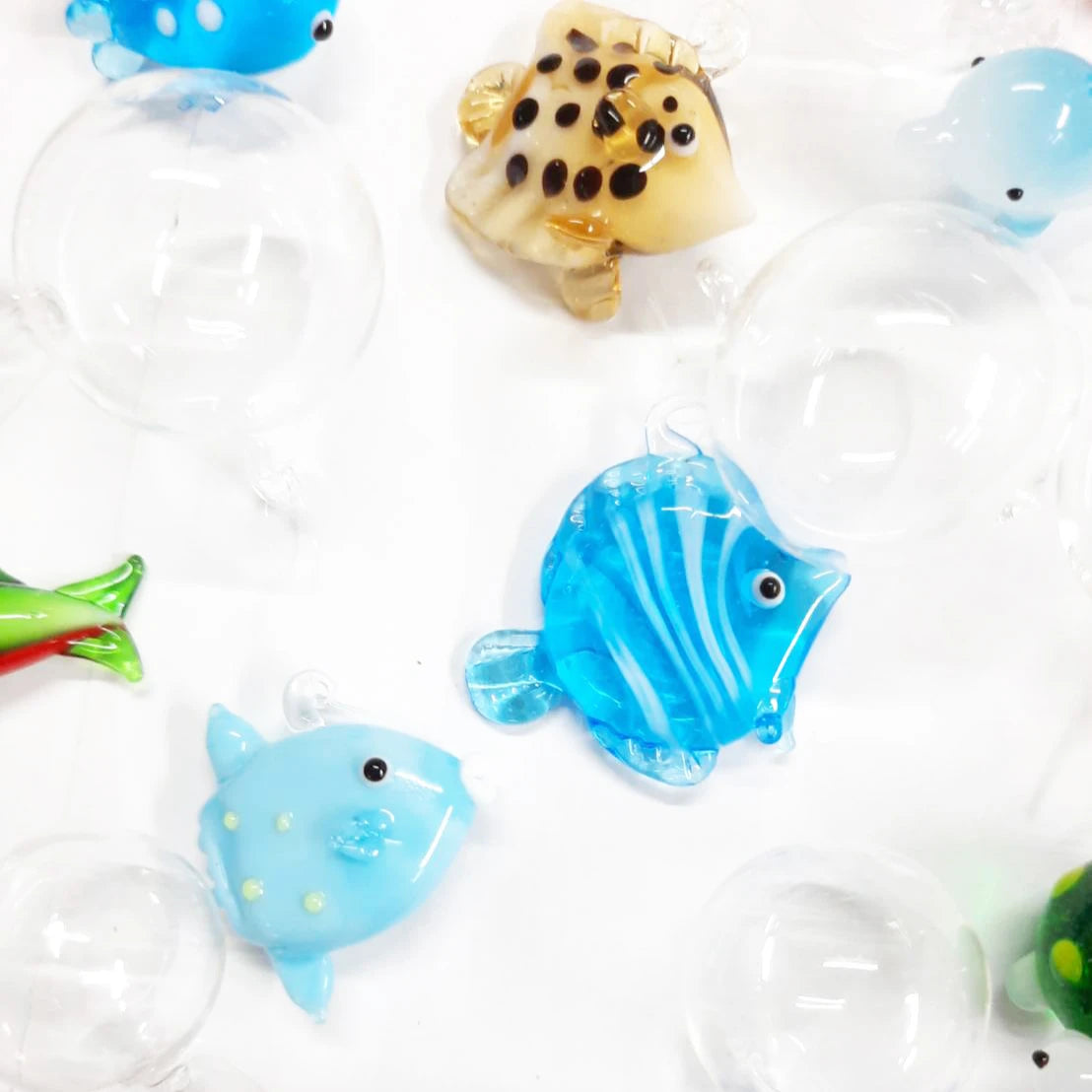Colorful Murano Glass Handmade Bubble Fish Figurines 18-22cm Custom Shape Garden Decoration Fast Delivery