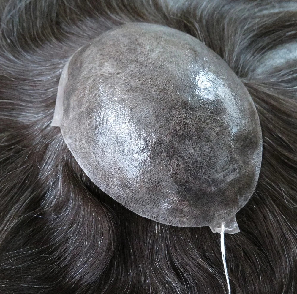 Injected Thin Skin Silicone Base Toupee European Virgin Remy Human Hair Men's Capillary Prothesis Toupee Men Human Hair MegaBDM
