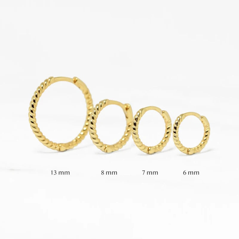 ROXI S925 Sterling Silver Ins Geometric Twist Trendy Earring Buckle Circle Gold-plated Hoop Earring