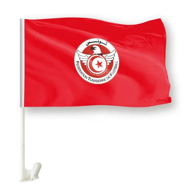 Factory Wholesale Polyester 30*45cm  Race Car Flag Custom Tunisian Football Team Car Window Flag