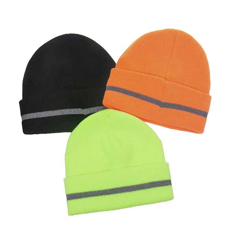 Fashion Cuffed Beanie Unisex Sliver Reflective Winter Hat Acrylic Beanies