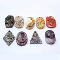 Unique Natural Gemstone Pendant Hand Carved Stone for Jewelry Making Picture jasper Agate Pyrite Boho Vintage Original Charms