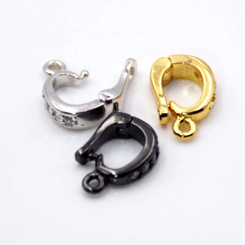 CZ Micro Pave Clasps Enhancer Simple Style Rose Gold/Silver/Black/ Gold Removable Bail Pave Clasp 7X10mm for Pendants Jewelry
