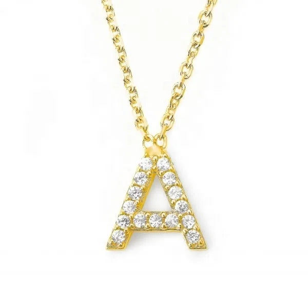 LOZRUNVE Fashion Jewellery 925 Silver Mini Alphabet Letter a Initial Necklace Jewelry