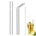 Ecofriendly Stainless Steel Bent and Straight Drinking Straws Set-Bar Accessories