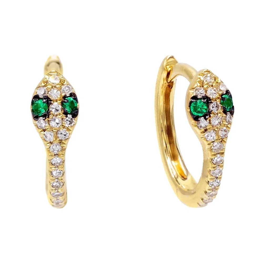 LOZRUNVE Elegant Aros Mujer Oreja 18k Gold CZ Snake Small Hoop Earring Silver 925