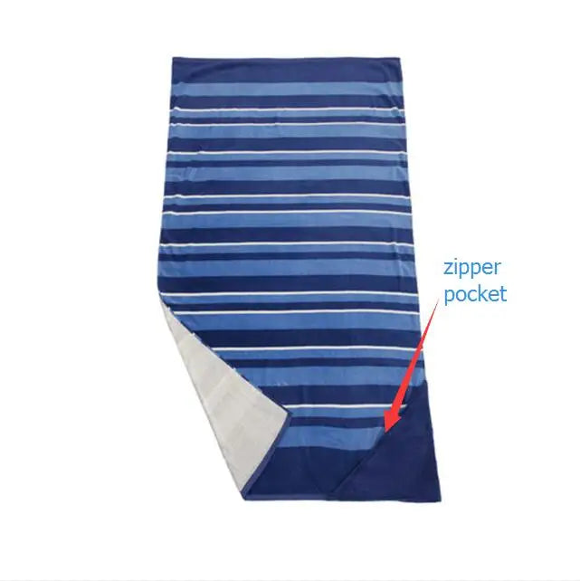 2mx1m Microfibre Beach Towel with Zip Pocket No Sand Printed Beach Towels