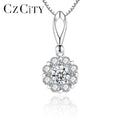 CZCITY Classic CZ Flower Sterling Silver Jewellery Pendant Necklace for Girls Wholesale Women Jewelry