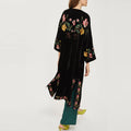 Wholesale Manufacturers Made Design Vestido Apparel Dress Embroidered Woman Floral Velour Long Plus Size Custom Kimonos