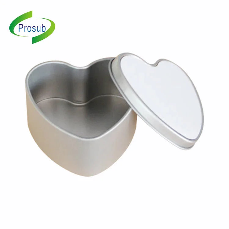Prosub Customized Blank Sublimation Tin Box Metal Storage Candy Heart Tin Boxes