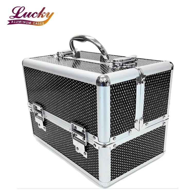 Custom Size Logo Traveling Waterproof Aluminum Cosmetic Diamond MakeUp Beauty Train Case